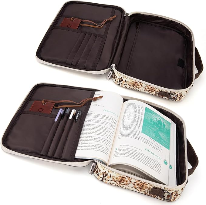 Montana West Bible Book Covers for Women Canves Bible Cases with Zippered Pocket Bible Bags Handheld Crossbody Church Bible Study Supplie