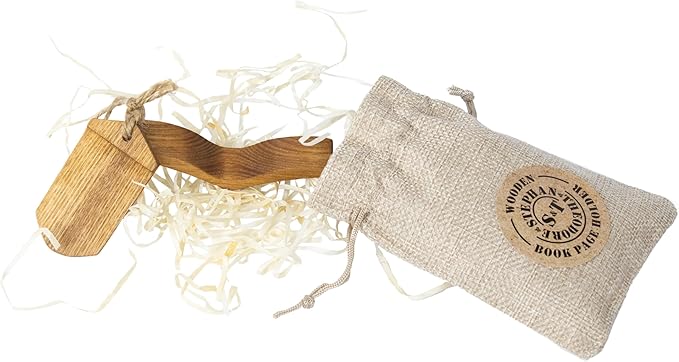 Handmade Wooden Book Page Holder - Wooden Thumb Bookmark - Novel Reading Accessories, Book Gadgets, Presents for Readers, Book Lovers Gifts, Bookworm (Ash + Stain)