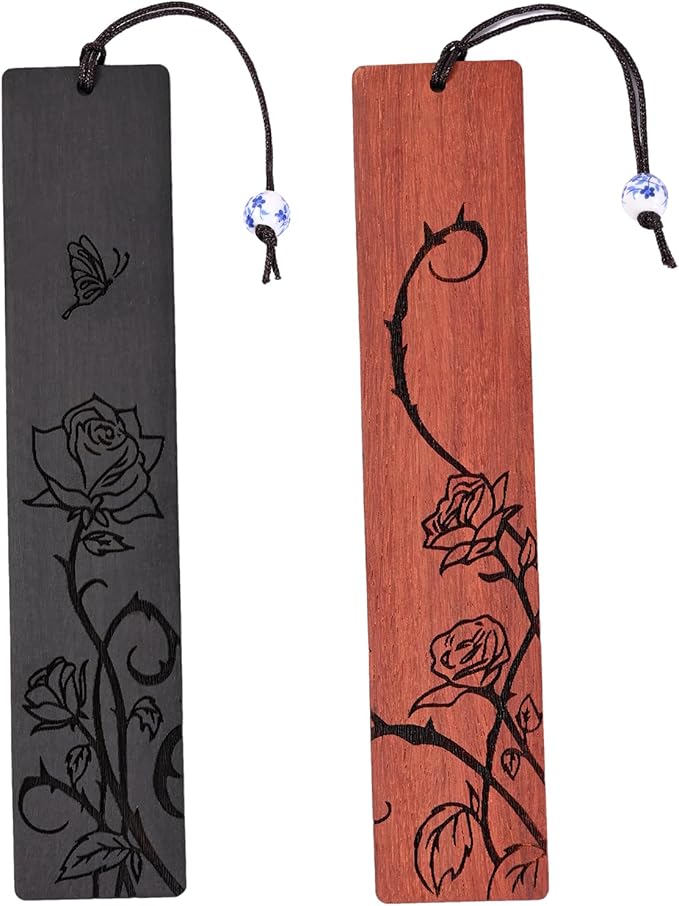 Cute Bookmarks for Women, Pretty Flower Bookmarks Rose Wooden Book Markers for Women, Bookish Gifts (Rose)