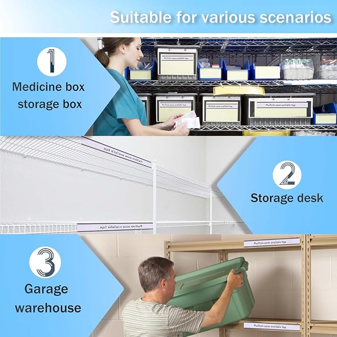 Eeoyu Magnetic Label Holders with Magnets Magnetic Data Card Holders with Clear Plastic Protectors for Metal Shelf, Whiteboard, Set of 30 (1 x 8 Inch)