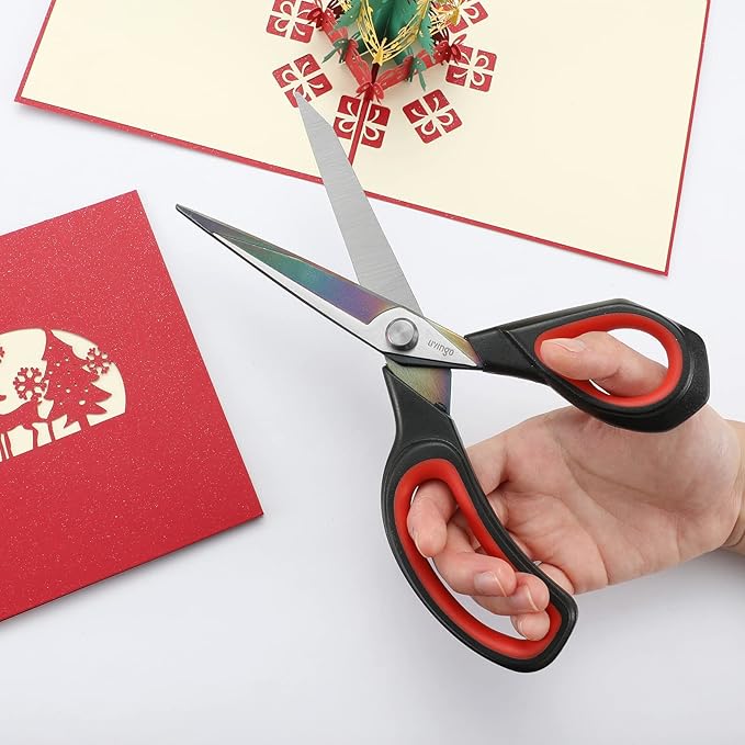 LIVINGO Professional Sewing Scissors Set: 8.5” Heavy Duty Sharp Titanium Coated Forged Stainless Steel Fabric Scissors, 4.5” Small Detail Embroidery Scissors, 5” Thread Snips, Comfort Grip, 3 Pack