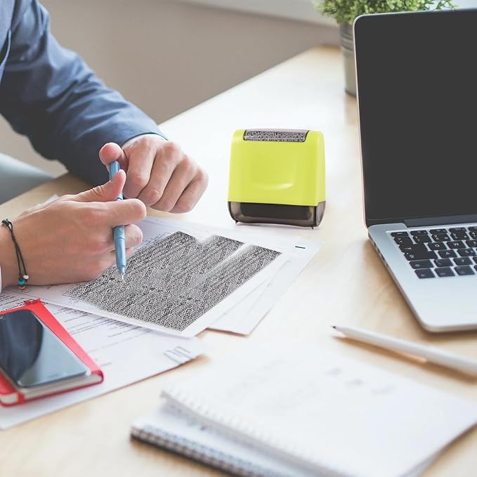 Identity Theft Protection Roller Stamp - Wide Confidential Roller Stamp with 3 Pack Refill Inks for Anti Theft Protection, Confidential Privacy Security, Address Blocker (Green)