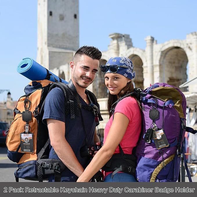 Badge Holder Retractable Clip Heavy Duty Badge Reel Retractable Keychain ID Badge Holder with Breakaway Lanyard ID Card Holder Cool Tactical Keychains