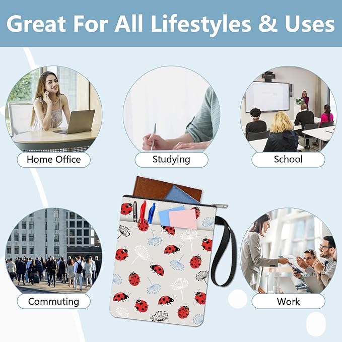 CRASPIRE Ladybug Book Sleeve Dandelion Book Protector Beetles Book Covers for Paperbacks Washable Fabric Cloth Book Cover with Zipper and Extra Sleeve Pocket for Book Lovers Classmate Gifts