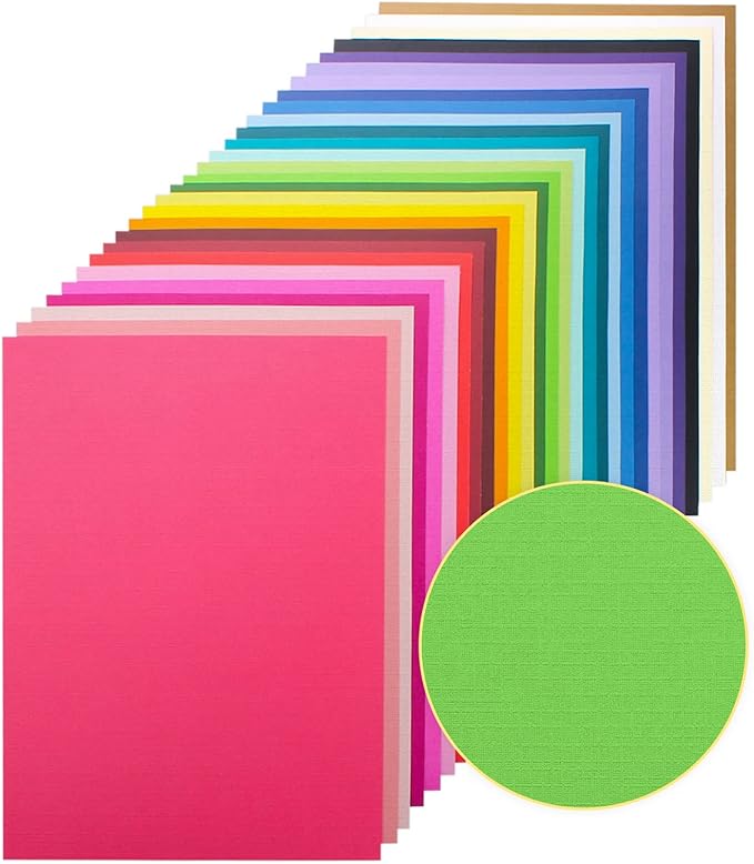 120 Sheets Color Textured Cardstock 28 Assorted Colors 250 gsm Faint Texture, Single-Sided Printed Colored Paper, Premium Thick Card Stock for Card Making, Scrapbooking, Craft, Decor