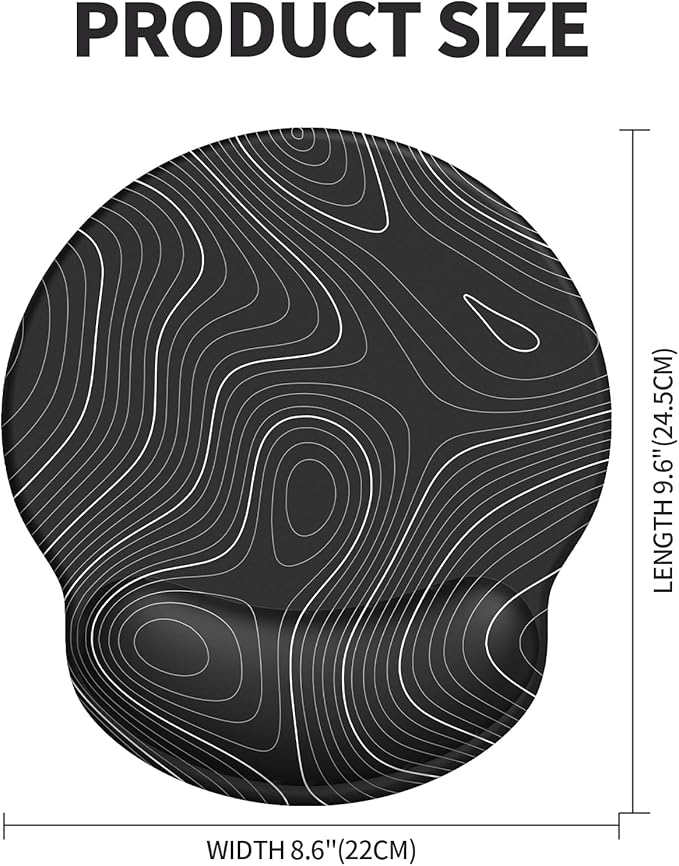 eulps Mouse Pad with Wrist Rest, Comfortable Computer Mousepad with Gel Wrist Support Smooth Surface and Non-Slip PU Base for Pain Relief, Laptop, Office & Home (Black Line)