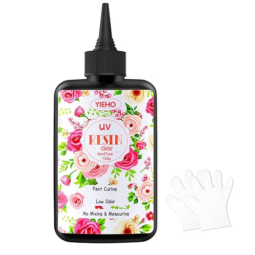 UV Resin -Upgraded Crystal Clear Hard UV Curing Epoxy Resin Starter Supplies for Craft Jewelry Making 100g with Gloves
