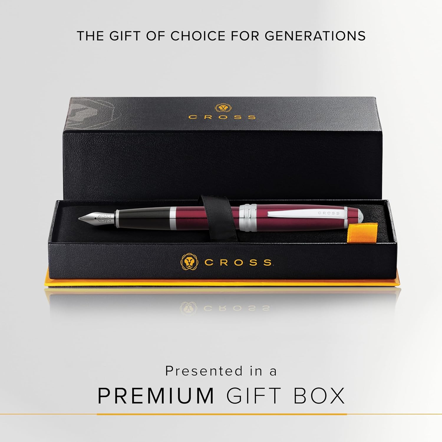 Cross Bailey Refillable Fountain Presented in a Premium Gift Box - Medium Point, Black Ink, Red