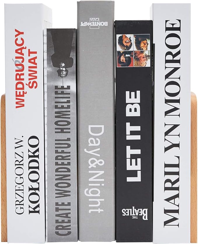 Pandapark Wood Bookends,Non-Skid Bookend for Shelves,Heavy Duty Bookends,Book Stand for Books/CDs,1 Pair