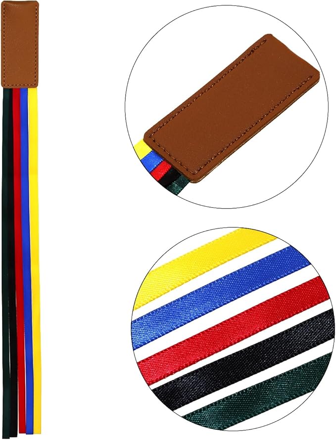 Bible Ribbon Bookmark Artificial Leather Multiple Page Marker with 5 Color Ribbons for Book Lover Reader Teacher Student Christmas Gift (Brown)