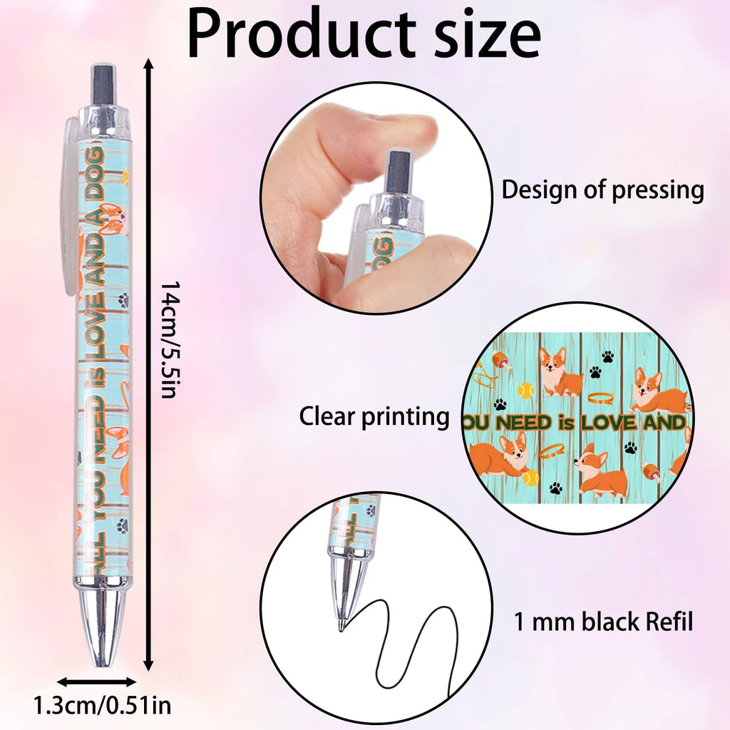 Idealmuzik Dog Pens for Dog Lovers – Cute Dog-Themed Ballpoint Pen Set for Kids, Teens, and Adults – Fun Stationery Gift for Journaling, Writing, or School – Smooth Ink, 8 Pack