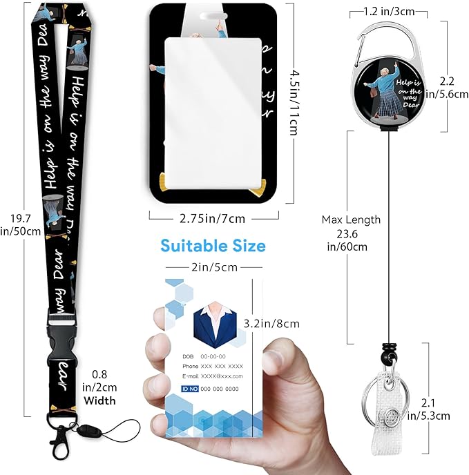 Help is on The Way Badge Holder with Retractable Reel and Breakaway Lanyard，Badge Clips Retractable Heavy Duty Badge Reel，Keychain，ID Holder with Breakaway Lanyard for School Nurse Office Teen