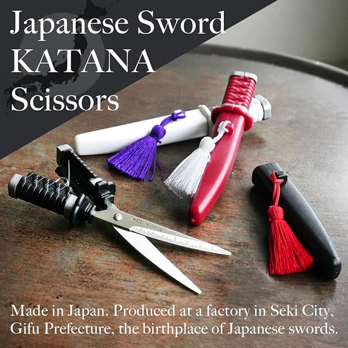 Nikken Japanese Katana Style Scissors Samurai Sword Made in Japan (Red)