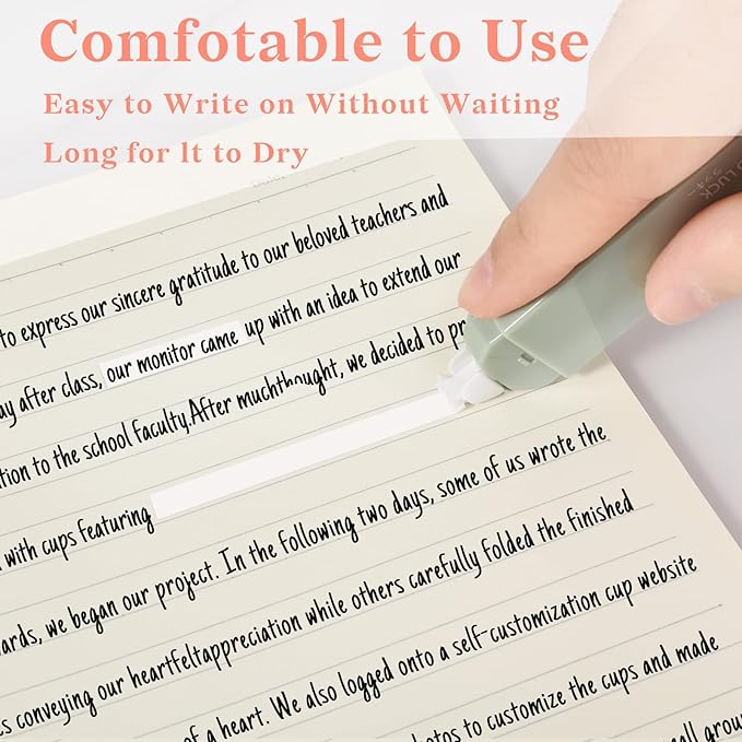 Temiary 6Pcs Mini White Out Tapes for Instant Correction, Cute Whiteout for Writing, Aesthetic Correction Tape Set Easy To Use for Students School Office Supplies (Green)