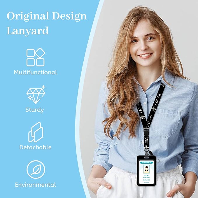 Lanyards for Id Badges, Funny Skeleton Badge Holder with Retractable Reel Clip, Skull Work Name Tags Keychain Lanyard ID Card Protector Cover Case for Women Teacher Nurse Doctor Office