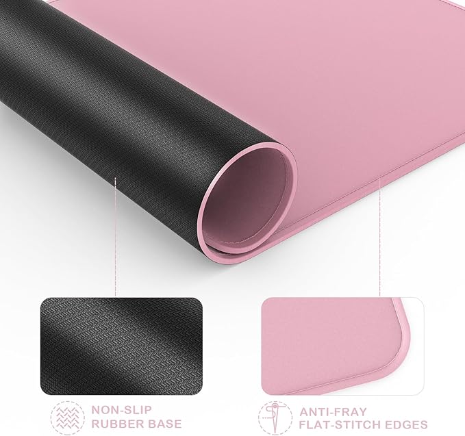 eulps Mouse Pad with Stitched Edge, Multiple Patterns Computer Mouse Pads with Non-Slip Rubber Base, Washable Cloth Mousepad, for Gaming, Laptop, PC (Pink)