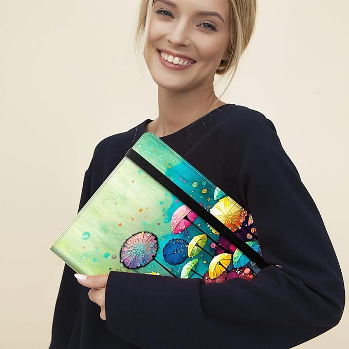 Padfolio Folder with Clipboard,Portfolios Organizer Clipboards with Storage Clipboard Writing Pad PU Leather Conference Document Organizer with Business Card Holder,Colorful Dandelion