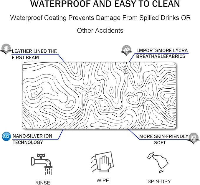 Large Mouse Pad, Big Desk Mat Large Office Desk Pad, Durable Extended Mouse Mat 31.5"x15.7" Computer Mousepad with Non-Slip Rubber Base & Stitched Edge for Home Office Work, Black Line