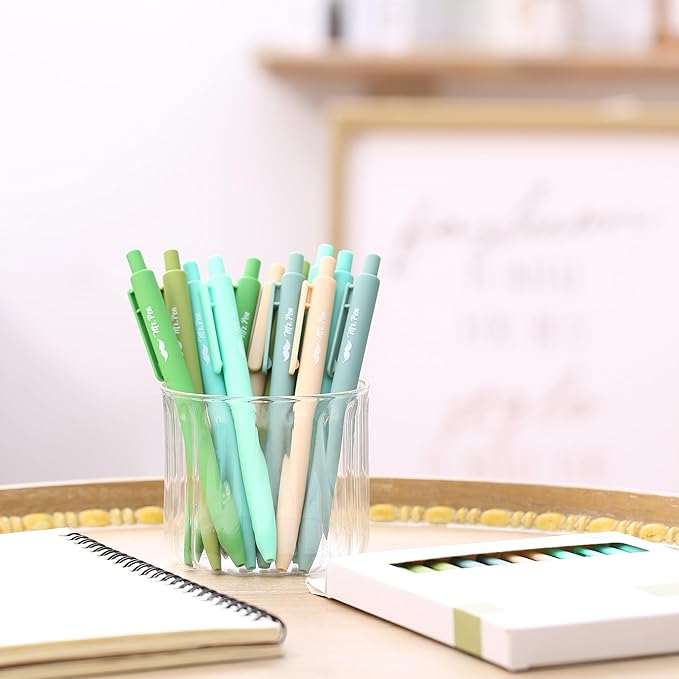 Mr. Pen- Retractable Gel Pens, 12 Pack, Black Ink, Green Ombre Color Barrel Gel Pens, Gel Pens Fine Point 0.5mm, Retractable Pens, Cute Pens, Gel Ink Pens, Aesthetic Pens for Journaling Fine Tip Pens
