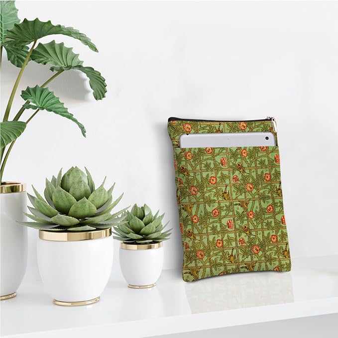 Vintage Flower Bird Book Sleeve Book Lovers Gifts Autumn Style Waterproof Book Cover Book Accessories Book Covers for Paperbacks Book Pouch Book Protector with Front Pocket for Women Girls Bibliophile