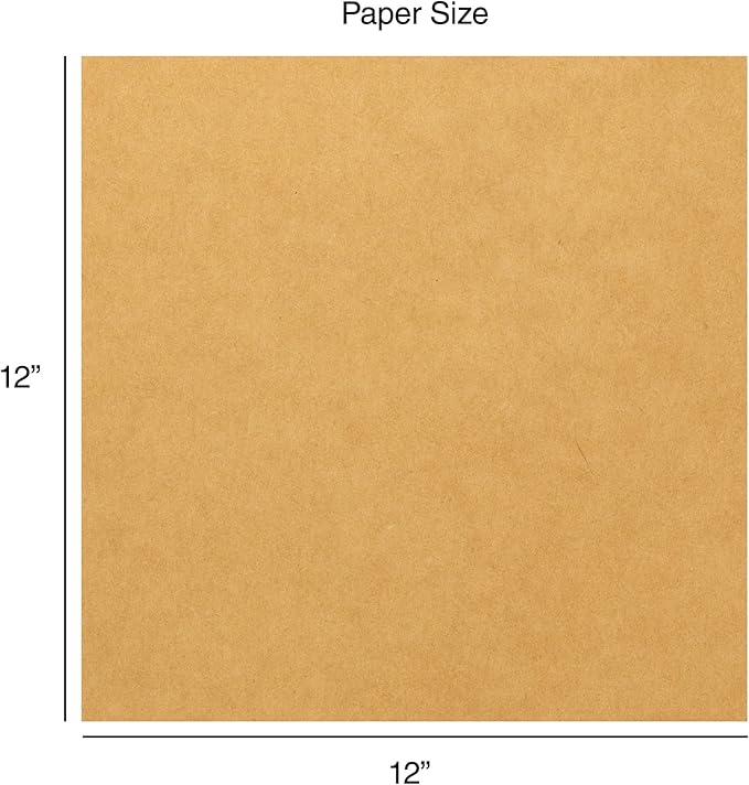 Cardstock 12 x 12 Paper Pack - 65lb Smooth Card Stock for Crafts, Cardmaking, Art Projects - 50 Square Scrapbook Sheets - Double Sided with Solid Core, Kraft