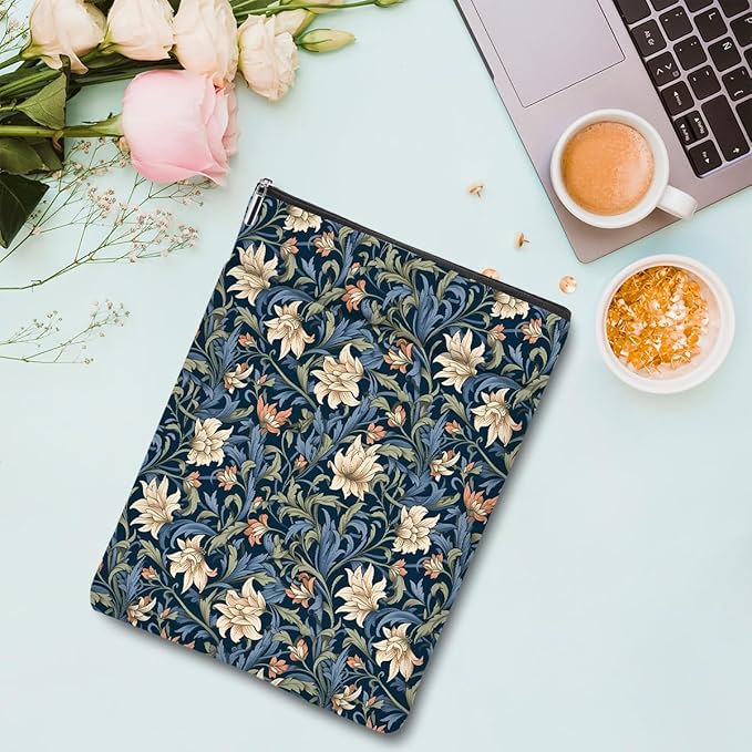 Botanical Book Sleeve, Classic Flower Book Covers for Paperbacks, Floral Book Pouch Book Protector, Book Lovers Gifts for Women Girls Grandma, Book Accessories Book Club Gifts Christmas Birthday Gifts