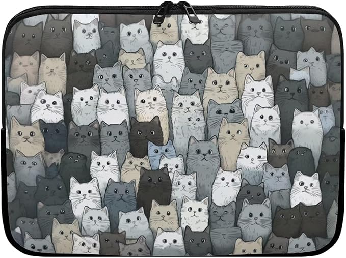 Cartoon Cat Printed Computer Bags for Laptops, Water Resistant 12 Inch Laptop Bag Laptop Briefcase Travel Case for Women Men Teens, Compatible with Most Laptops