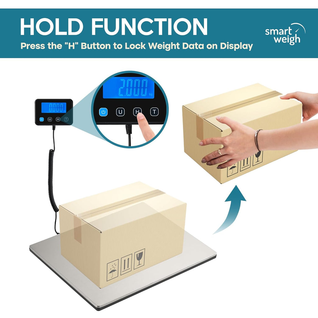 Smart Weigh 440lbs x 2 oz. Pro Digital Shipping and Postal Scale USB-C or Battery Power with Wide Stainless Steel Large Platform, UPS USPS Post Office Postal Scale and Luggage Scale
