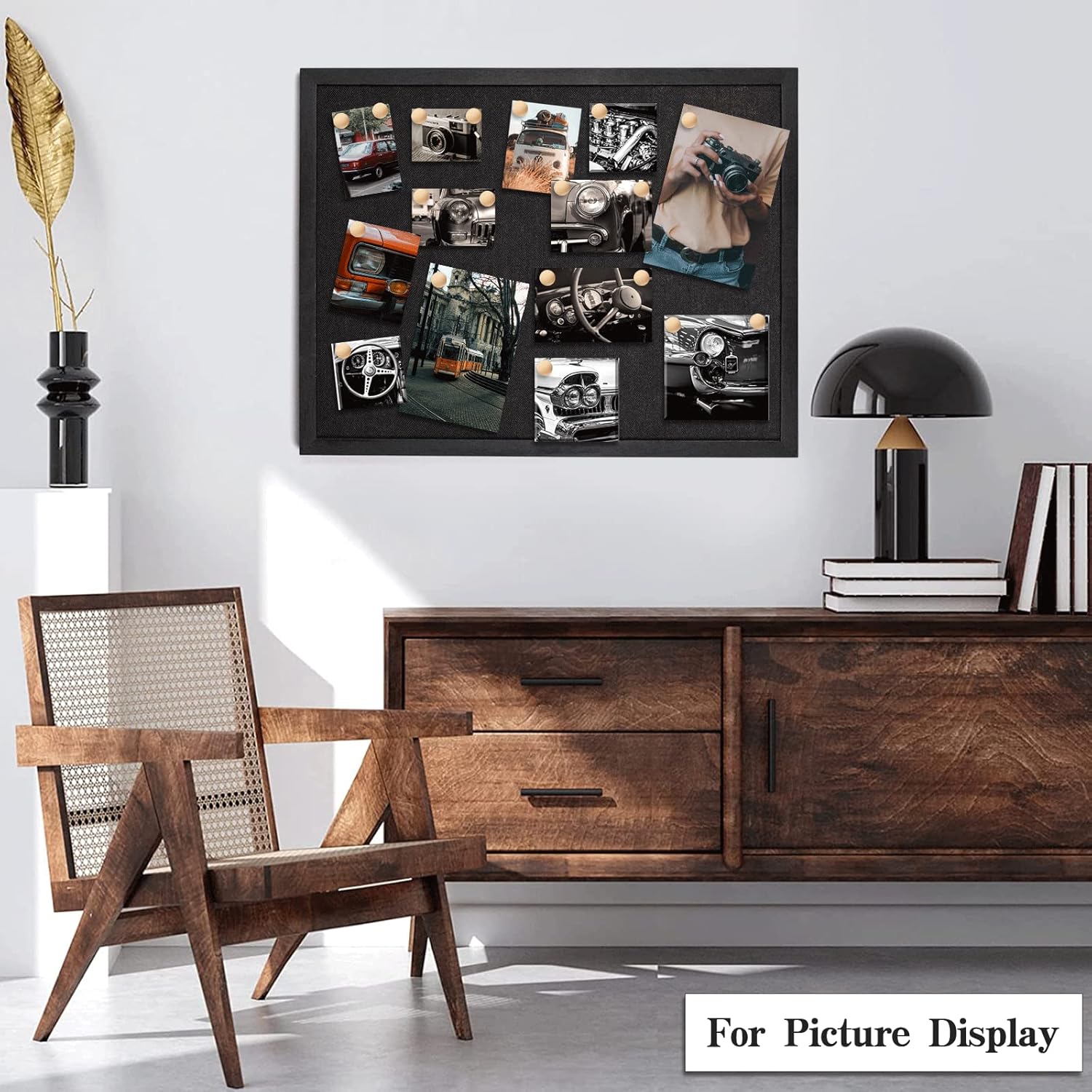2 Pack Large Bulletin Board, 23 "x17 Black Cork Boards for Walls with Frame, Pin Display Board Vision Board for Home School Office Decor