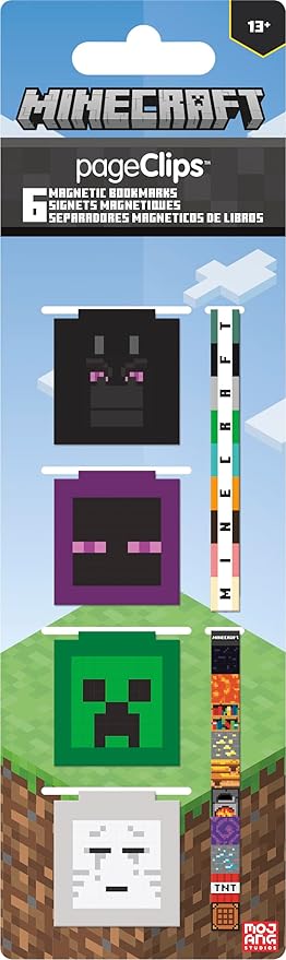 Trends International Minecraft Magnetic Page Clips Stationery, 2.25 x .022 x 8.25, Multicolor(6-Pack)