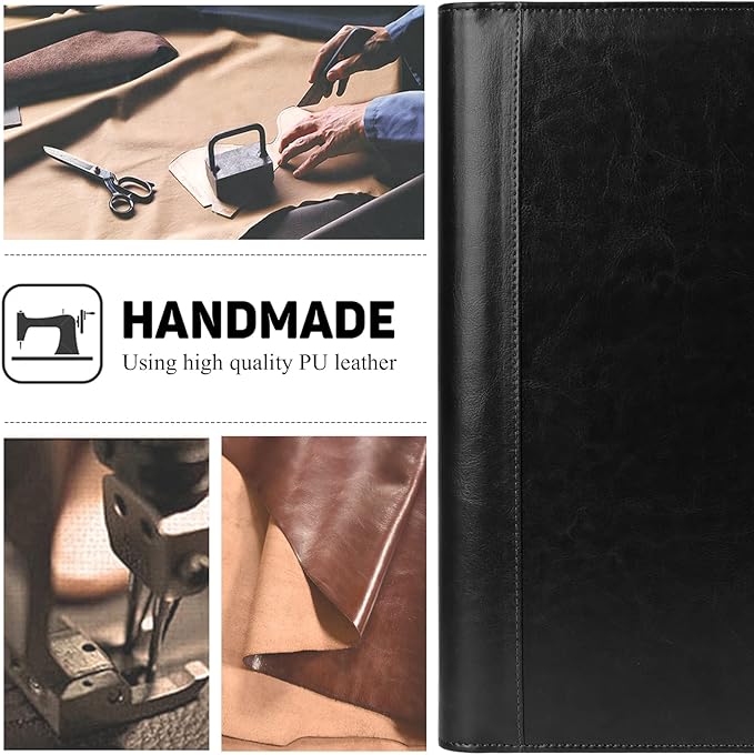 Toplive Padfolio Folder 3 Ring Binder PU Leather Portfolio, Business Interview Resume Portfolio A4/ Letter Size Document Organizer with Clipboard for Women Men, Black