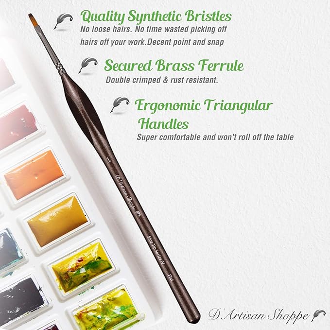 Small Paint Brush Set Craft. 4 pc Flat Paint Brushes for Acrylic Painting Size 1. Model Brush for Dry Brushes Warhammer 40K, Paint by Numbers, Mini Detail Hobby Art Touch Up Miniature Painting