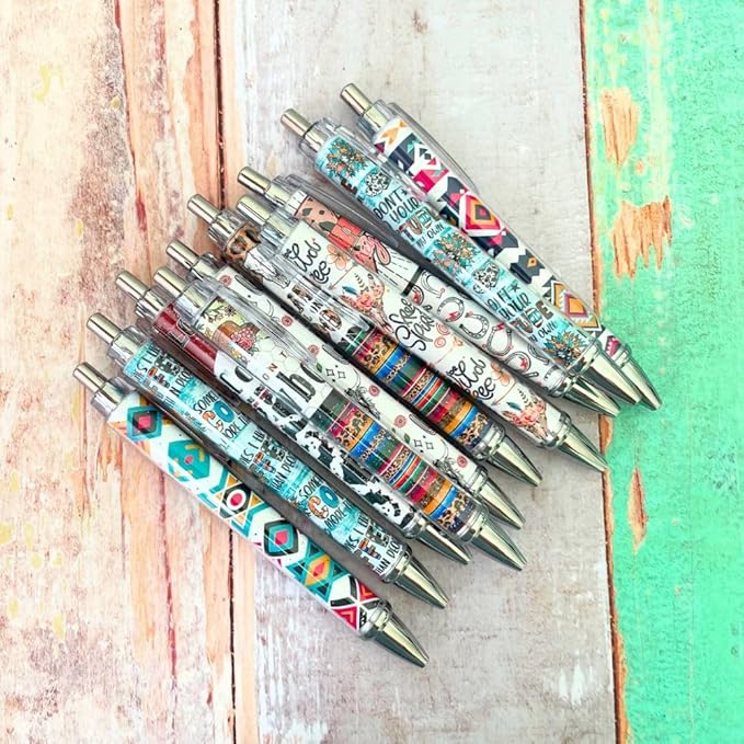 10PC Western Pens Pen Cowboy Cowgirl Highland Cow Cactus Back to School Office Supplies Stuff Items Themed Party Favors Classroom Goodie Bags Decoration Desk Decor Notebooks for Adults Women