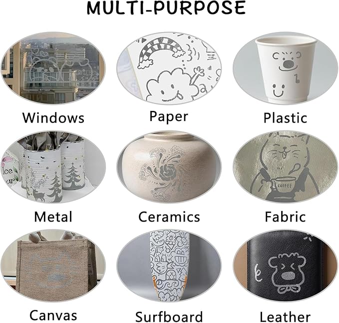 SFAIH Acrylic Silver Paint Pens - 8 Pack 2-3MM Medium Tip & 0.7MM Extra Fine White Paint Marker for Rock Painting, Wood, Metal, Fabric, Canvas, Glass, Ceramic, Diy Crafts