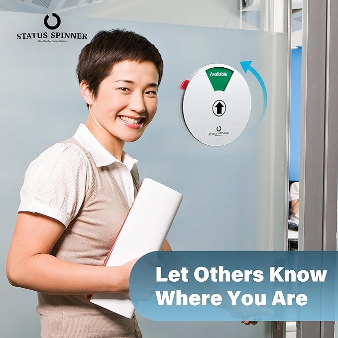 Out Of Office Sign for Door, 6 Options Status Private Sign, In a Meeting, Do Not Disturb, Working Remotely, In Out Sign Available and Away