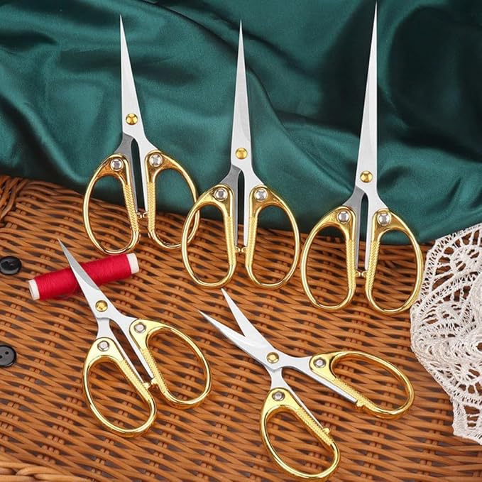 5" All Stainless Steel Office Scissors,Ultra Sharp Blade Shears,Sturdy Sharp Scissors for Office Home School Sewing Fabric Craft Supplies Multipurpose Scissors Gold