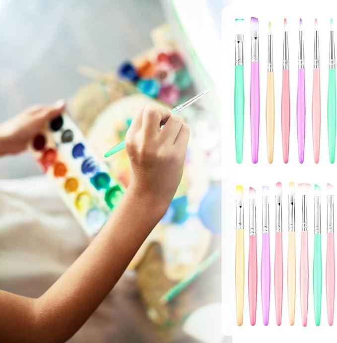 Art Paint Brush Set, Colorful Paint Brushes, Different Sizes for Artists, Adults & Kids, Painting Brushes Set with Paint Palettes, Paint Brushes, Art Paint Brushes for Watercolor, Oil, Face, 15 Pack