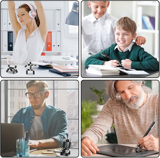 Magnetic Fidget Pen, Magnet Fidgi Pen, Jiki Crush Metric Pen Crinkle, Crushmetric Switch Strato Pens, Multifunctional Deformable Magnet Writing Toy Pen, Best Gift for Friends (Black)