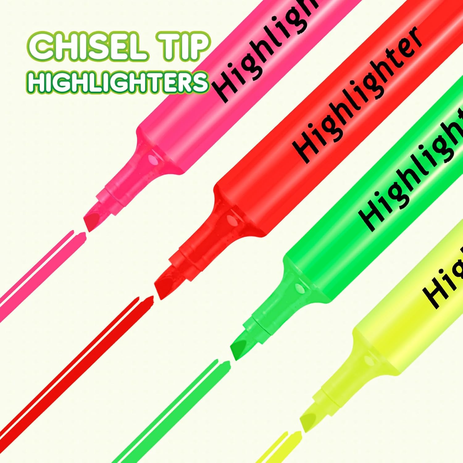 Qilery 24 Pack Tank Style Highlighters Chisel Tip Highlighters Bulk Colored Markers for Adult Coloring, Home Office Supplie(Yellow)