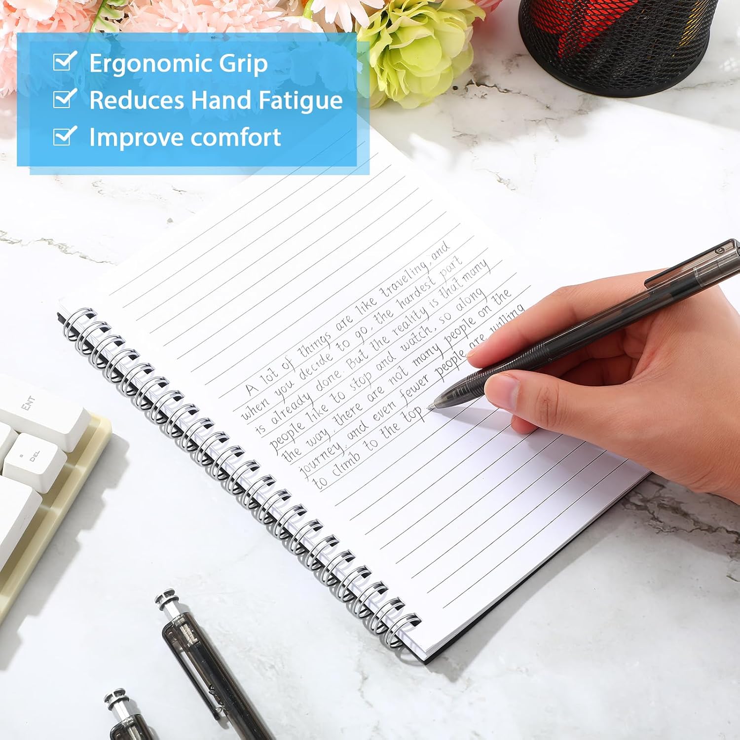 150 Pack Black Ballpoint Pens Bulk 1.0mm Ink Medium Point Retractable Rollerball Pens Smooth Writing Quick Dry No Smudge for Office, School, Journaling Medium Tip Ball Pen Set