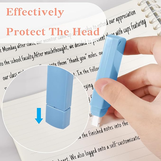 Temiary 6Pcs Mini White Out Tapes for Instant Correction, Cute Whiteout for Writing, Aesthetic Correction Tape Set Easy To Use for Students School Office Supplies (Blue)