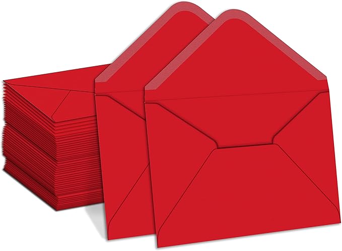 ASSTAONO-A7 Red Envelopes,100 Pack 5x7 Red Envelopes V Flap,Invitation Envelopes for 5x7 Cards,Photos,Wedding,Graduation,Announcements,Baby Shower,5.25 x 7.25 Inches