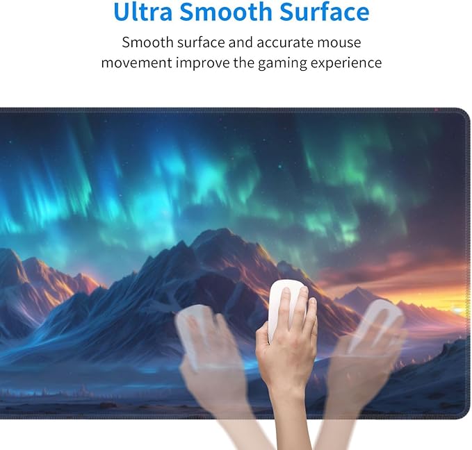 Gaming Mouse Pad Desk Pad,Extended Big Mouse Pad,31.5x11.8 Inch Long Computer Keyboard Mouse Mat Mousepad with 3mm Non-Slip Base and Stitched Edge for Gaming and Office… (Aurora)
