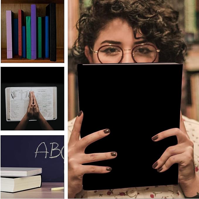 Black Stretchable Jumbo Book Sleeve Covers, Washable Reusable Book Protector fits Hardcover Textbooks up to 9" X 12" Office Supply with Free Sticker Labels (1 Pack, Black)