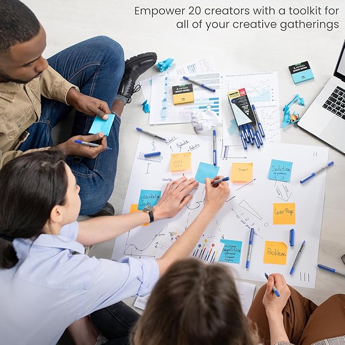 ARTEZA Rollerball Pens Pack of 20, 0.7mm Blue Liquid Ink Pens for Bullet Journaling Fine Point Rollerball