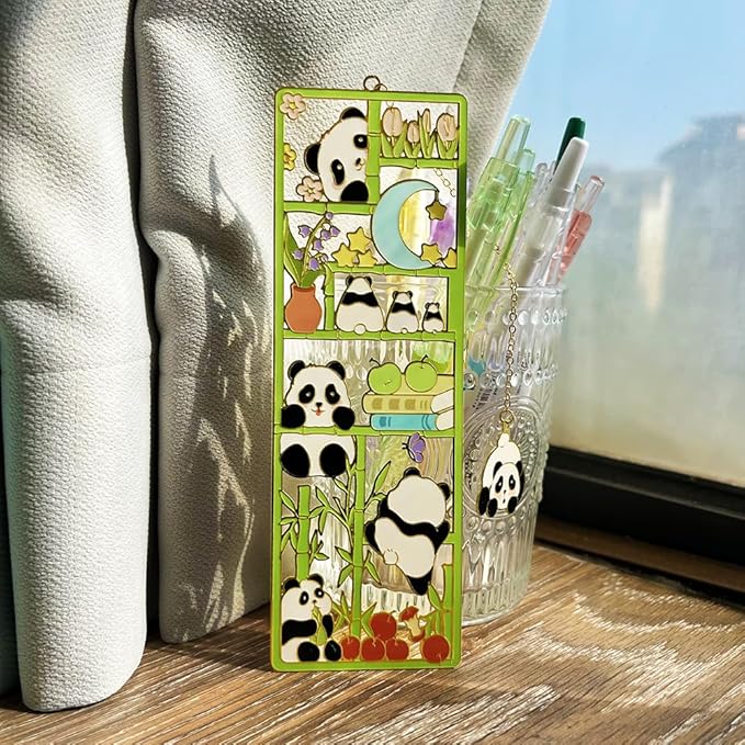 Metal Cat Bookmarks with Gift Box, Cat Pendent Book Markers for Book Lovers Bestfriend Cute Birthday Gifts Appreciation Gifts Mothers Day Teacher Student Gifts (Panda)
