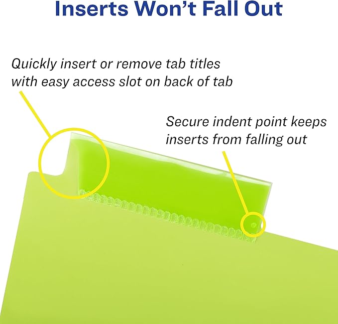 Avery Dividers for 3 Ring Binders, 8-Tab Sets, Two-Pocket Plastic Binder Dividers with Tabs, Multicolor, 24 Sets (11907)