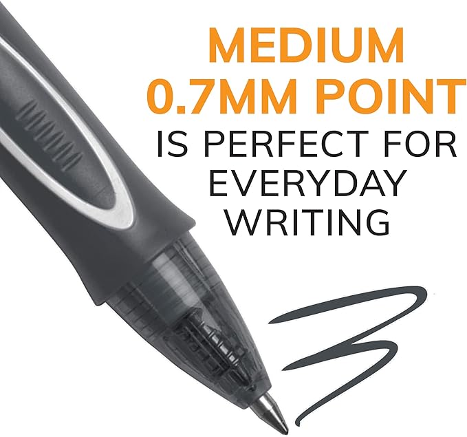 BIC Gel-Ocity Quick Dry Gel Pens, Medium Point Retractable (0.7mm), Black Ink Gel Pen, 3 Count