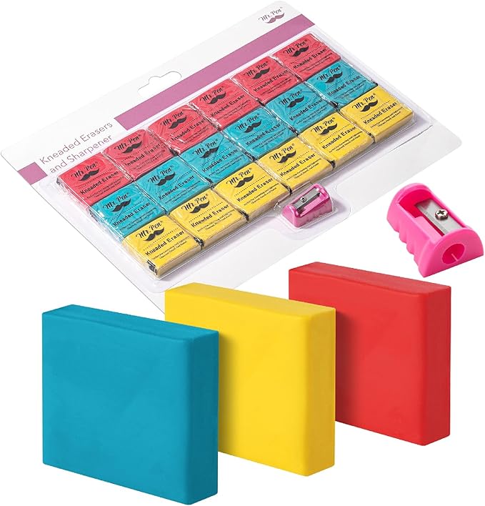 Mr. Pen- Art Eraser Set, 19 pcs, Colorful Kneaded Erasers for Artists with 1 Sharpener, Kneadable Erasers, Moldable Eraser, Art Erasers for Drawing, Artist Eraser, Drawing Erasers, Art Gum Eraser