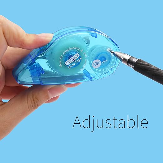 Glue Runner Permanent, Double Sided Adhesive Scrapbook Runner Tape Roller, 0.3-inch by 360-Inch, Permanent Adhesive Dots Roller Applicator, 8 Pack - Blue